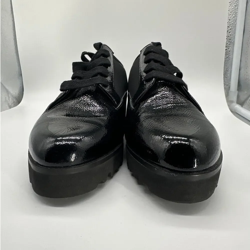 Donald Pliner Elee Lug Sole Platform Oxford Shoes Lace Up Black Leather Sz 8.5